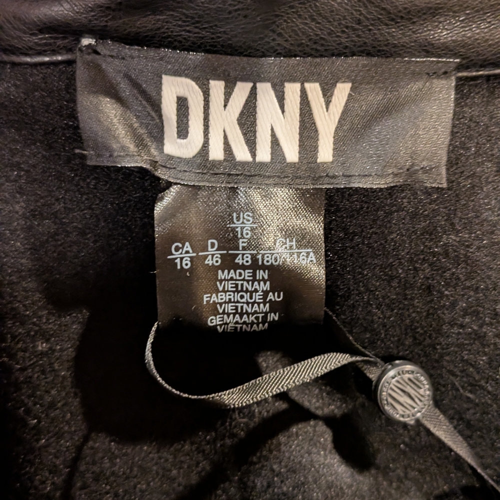 DKNY Black Faux Leather Belted Dress - Picture 2 of 3